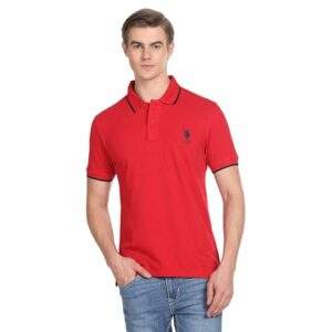u.s. polo assn. men's tipped collar pure cotton slim fit polo shirt