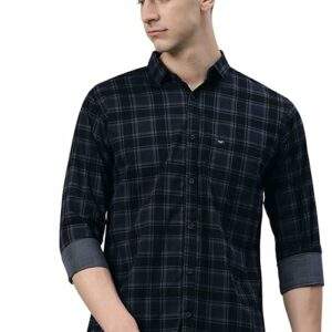 majestic man men small checkered slim fit cotton casual shirt